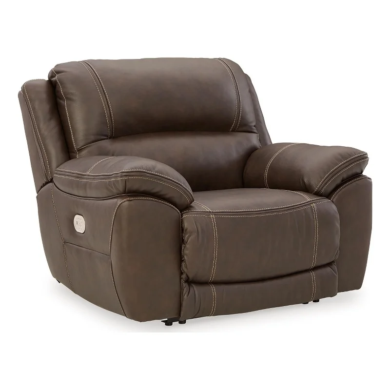Ashley Furniture Dunleith Leather Zero Wall Recliner with Headrest in Dark Brown