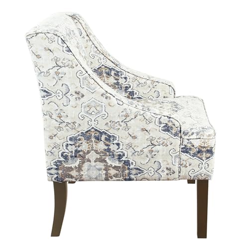 HomePop Velvet Swoop Arm Accent Chair, Suri Blue