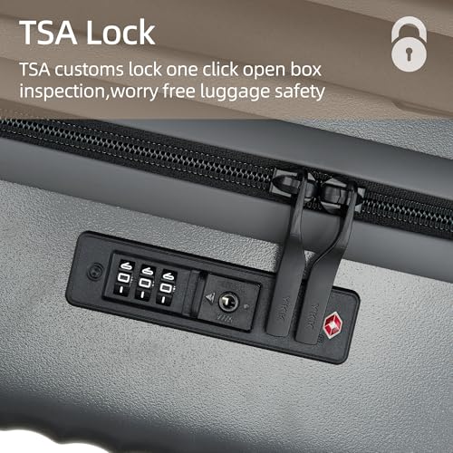 20 Inch Carry On Luggage - Airline Approved 22x14x9 Hard Shell Carry On Suitcase with 360° Spinner Wheels, TSA Lock & Lightweight Hardside Carry-on Luggage for Travel (Grey, 20 Inch)