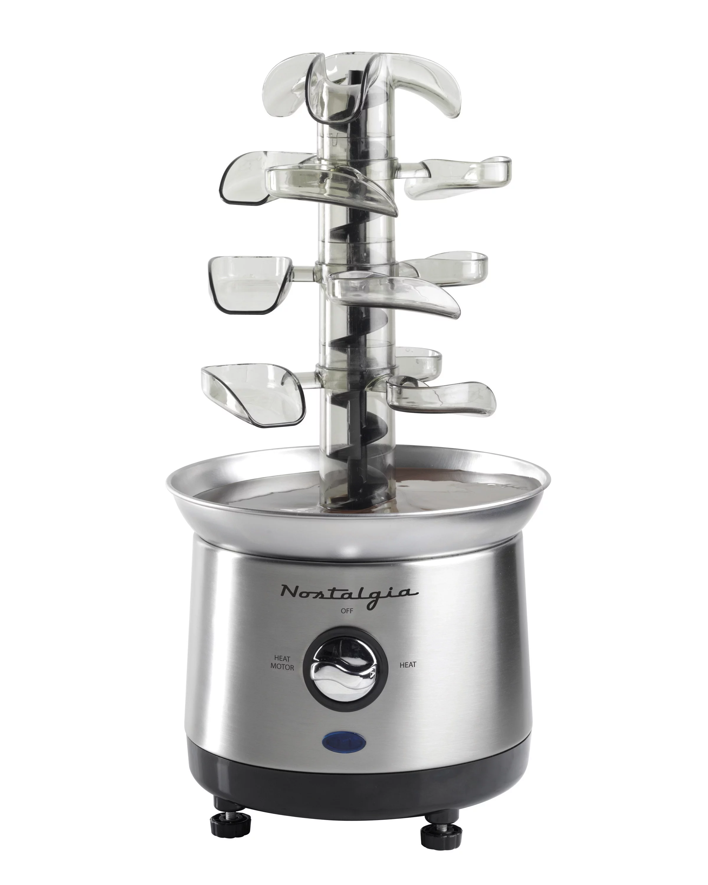 Nostalgia 4-Tier Auger-Style Chocolate Fondue Fountain Stainless Steel Fondue Pot, 32 Oz