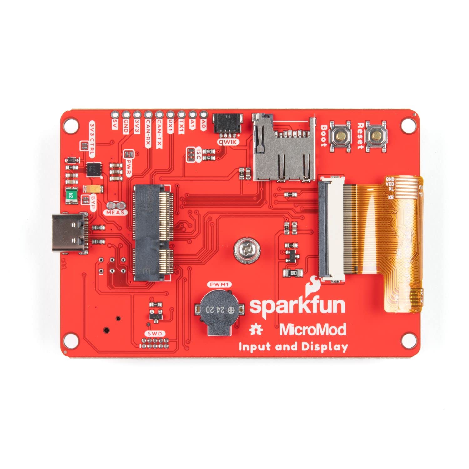 SparkFun MicroMod Input and Display Carrier Board-Modular Interface Ecosystem-Connect microcontroller/Processor Board to Various Carrier Board peripherals-2.4” TFT Display Screen Buzzer