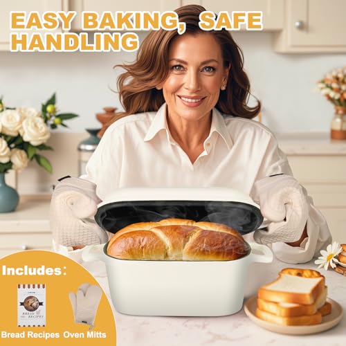 3.6QT Oval Enameled Cast Iron Dutch Oven, Sourdough Bread Baking Pan with Lid