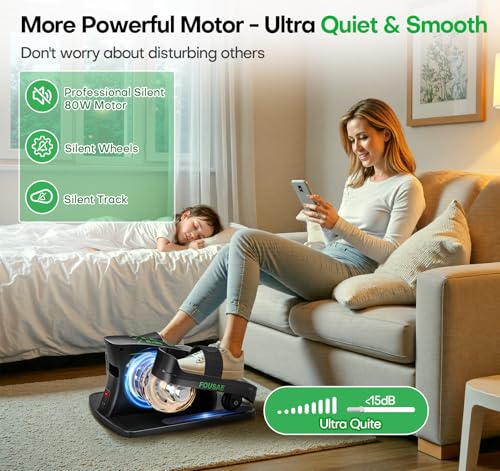 Under Desk Elliptical, Upgraded 6 Adjustable Resistance &15 Speeds Leg Exerciser While Sitting for Seniors with Forward & Reverse Direction, Ellipse Leg Exerciser with Touch Screen and Remote Control