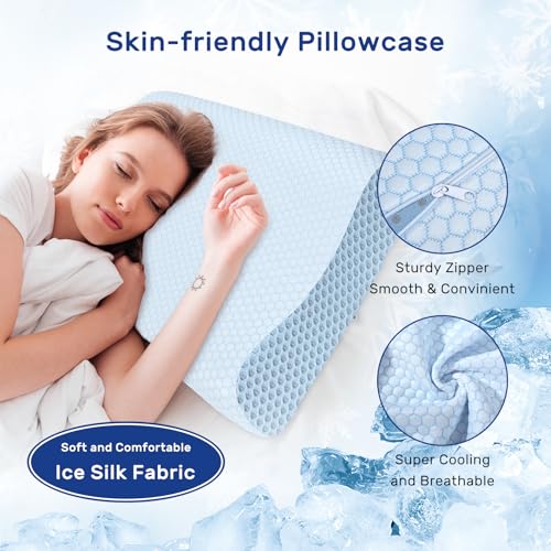 Neck Pillow Contour Memory Foam Pillows for Pain Relief Bed Pillow for Sleeping, Ergonomic Pillow for Neck and Shoulder Pain for Side Back Stomach Sleeper-Grey