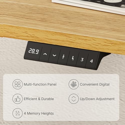 FLEXISPOT EN2 Whole-Piece Standing Desk with Clamp Power Strip, 55 x 28” Electric Stand Up Height Adjustable Desk with Cable Management (Black Frame + 55