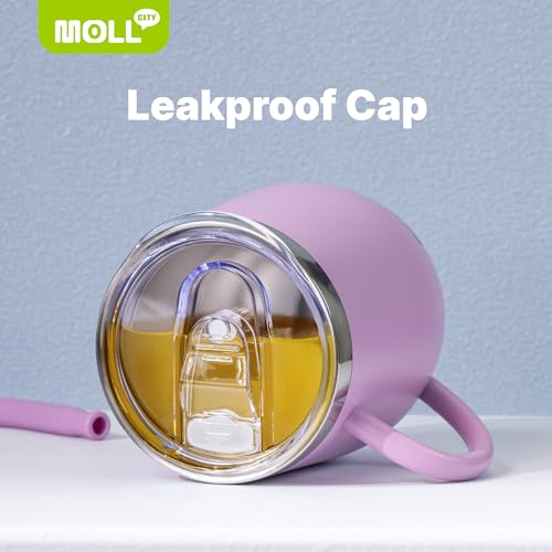 Tumbler with Lid and Straw-12 oz Stainless Steel Double Wall Vacuum Insulated Tumbler Cup with Handle (Canyon Red-Sky Blue)