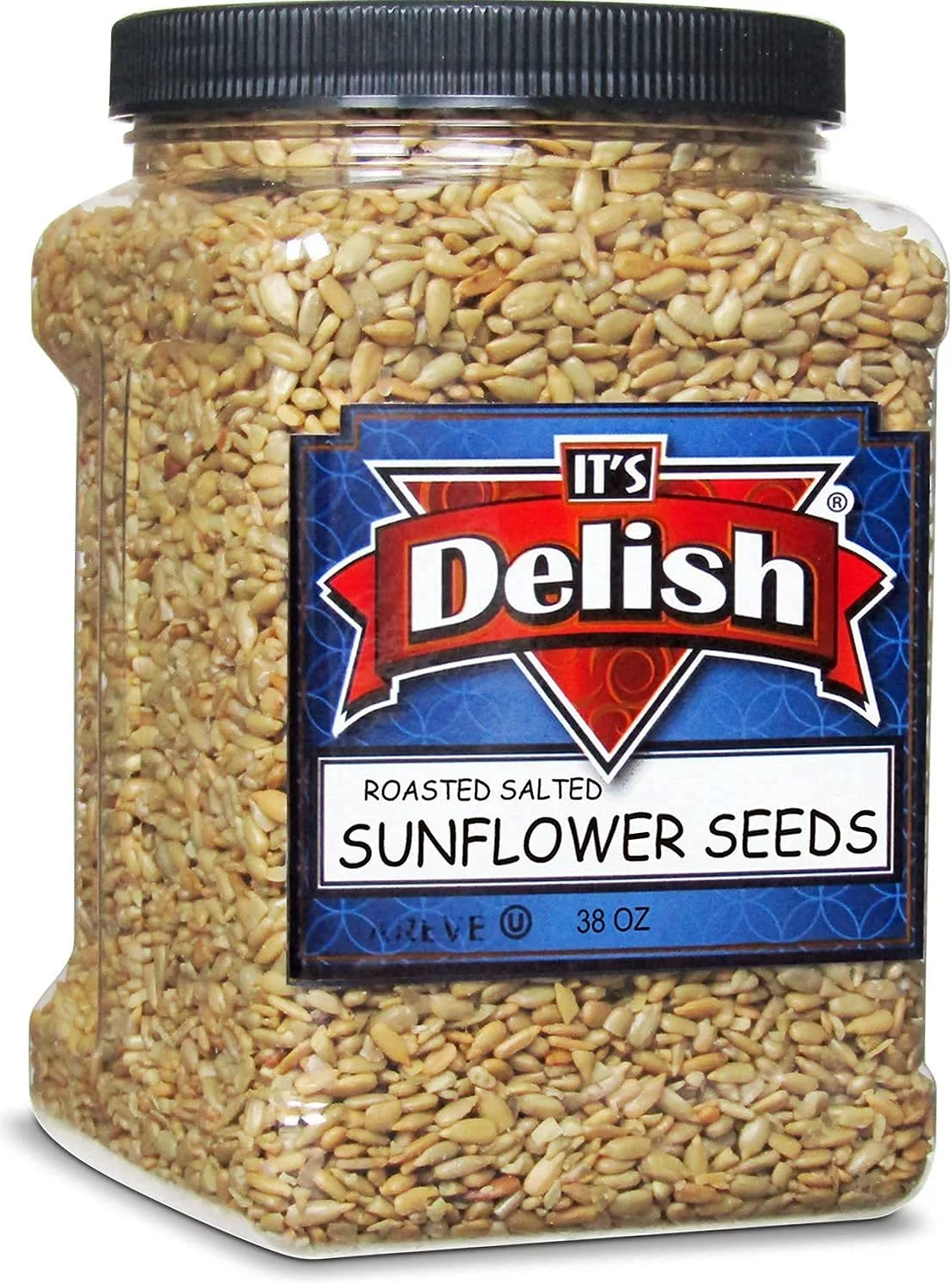 Gourmet Roasted Salted Sunflower Seeds by It's Delish, 38 Oz Jumbo Container Jar  Bulk Shelled Sunflower Seeds Kernels with Sea Salt  Crunchy Topping & Diet-Friendly Snack  USA Made, Vegan,...
