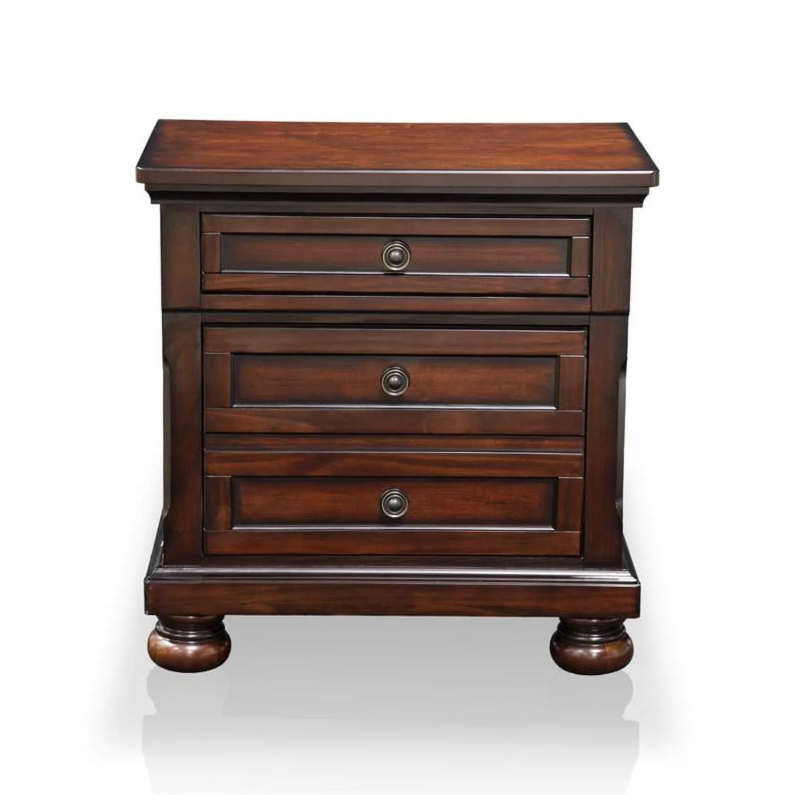 FOA Caiden 2pc Dark Cherry Solid Wood Bedroom Set - Nightstand + Chest