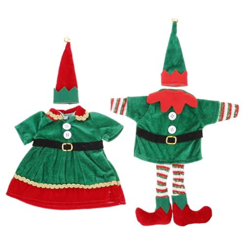 VOSAREA 2PCS Christmas Wine Bottle Covers Wine Bottle Dresses with Hats for New Year Christmas Holiday Party Xmas Dinning Table Decoration