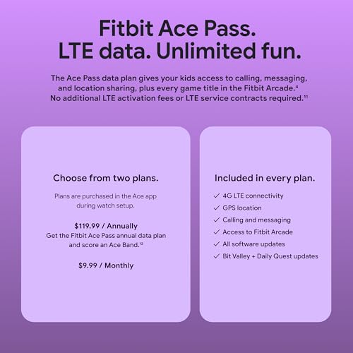 Fitbit Google Ace LTE - Kids Smartwatch with Call, Message, GPS, and Activity-Based Games, Ace Pass data plan required - Mild - Strange Arcade