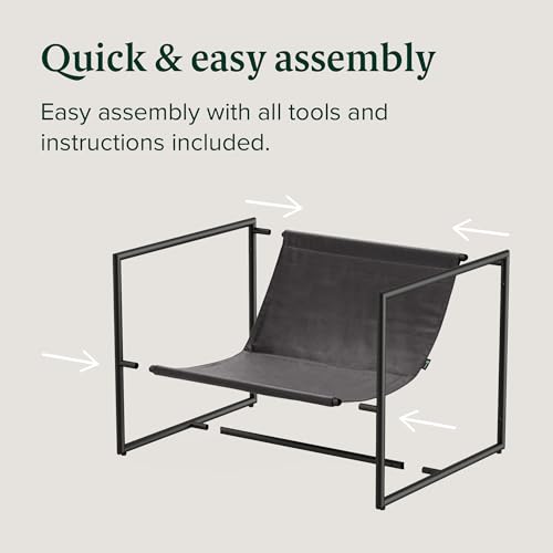 ZINUS Aidan Sling Accent Chair, Metal Framed Armchair with Shredded Foam Cushioning, Black