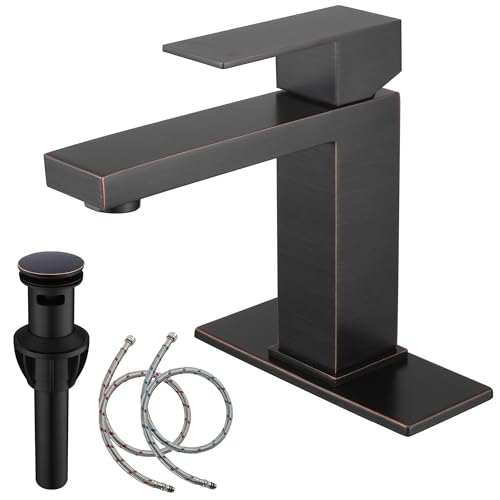 Brushed Gold Vessel Sink Faucet - Tall Single Hole Bathroom Faucet with Pop Up Drain, AML-11411-BG