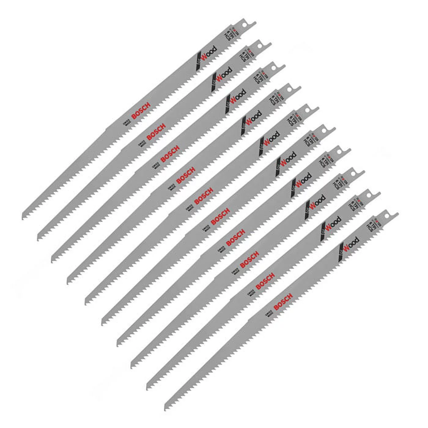 Bosch 10 Pack of 12 Inch 6 TPI Wood Reciprocating Saw Blades # RW126-10PK