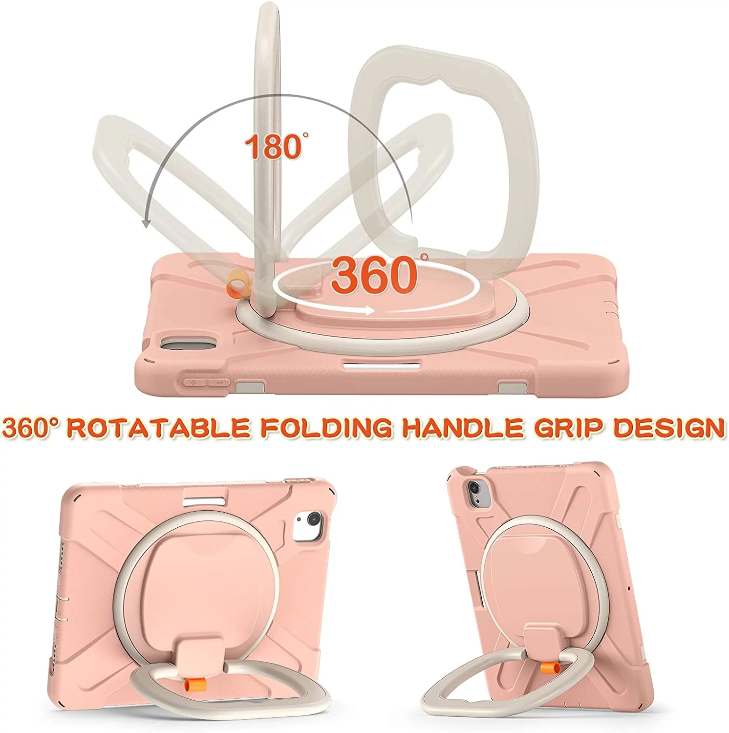 iPad Air4 2020/Air5 2022 Case iPad Pro11 case 4th/ 3rd / 2nd Generation 360°Rotatable Stand Shoulder Strap Pencil Holder Heavy Duty Shockproof Silicone Protective Case