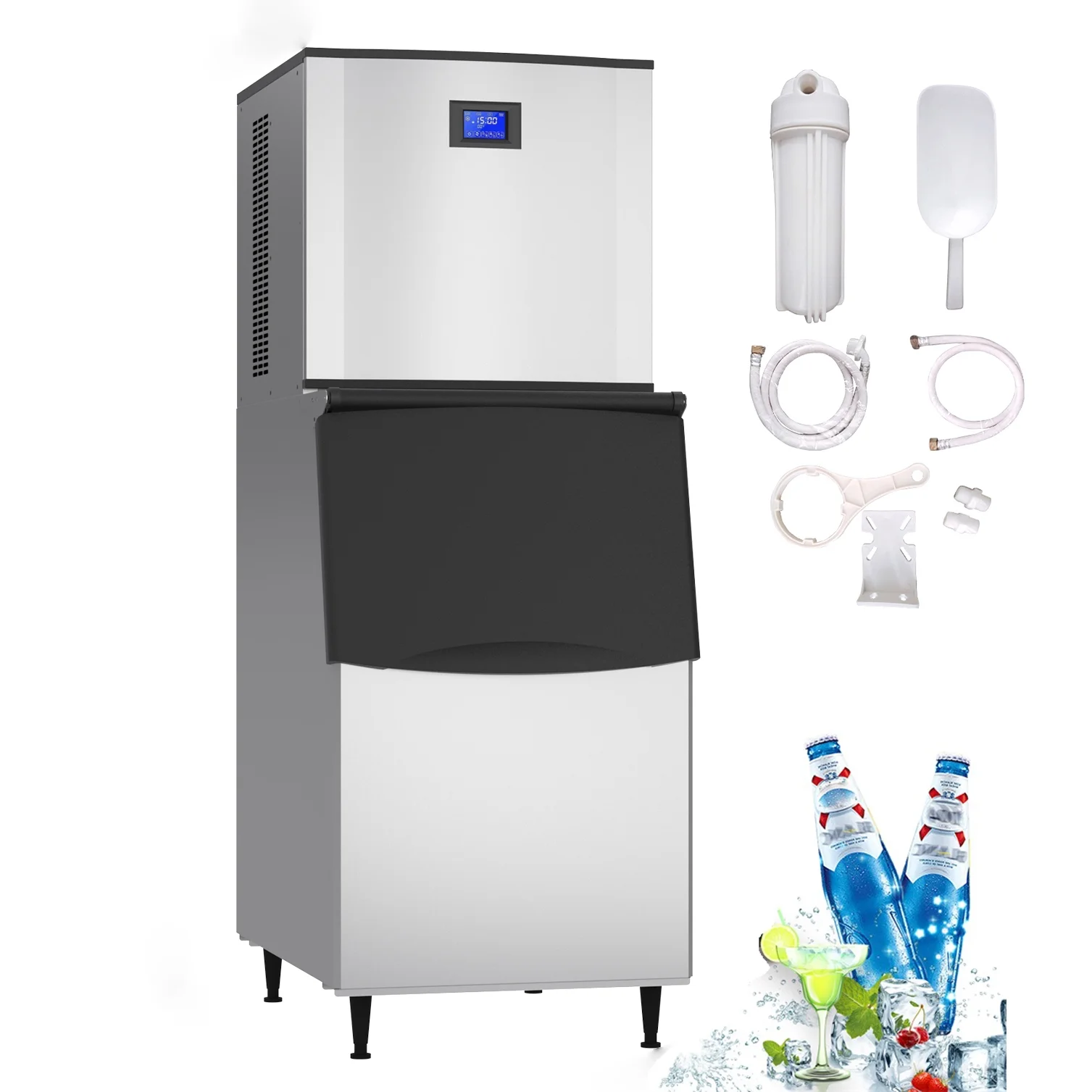 Kolice Commercial Cube Ice Machine,Ice Cube Maker,Ice Making Machine-550 LBS/Day,Auto Cleaning,Air Cooling for Hotel,Bars,Cafes,Restaurant,Ice Cream Store,Dessert Shops