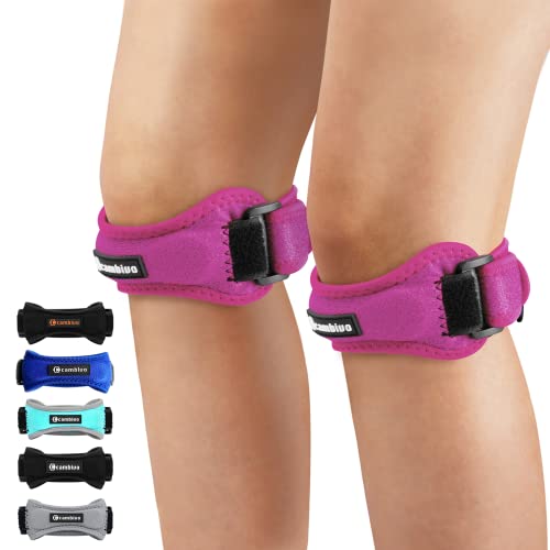 CAMBIVO 2 Pack Knee Braces for Knee Pain, Patella Knee Support Strap, Adjustable Patellar Tendon Stabilizer Band for Jumpers Knee, Tendonitis, Basketball, Running, Hiking, Volleyball, Tennis, Squats
