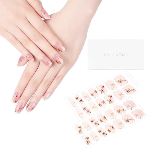 DANNI & TONI Semi Cured Gel Nail Strips Christmas Santa Claus Snowflakes Cat Eye Gel Nail Wraps 28 Stickers | Mistletoe Meow