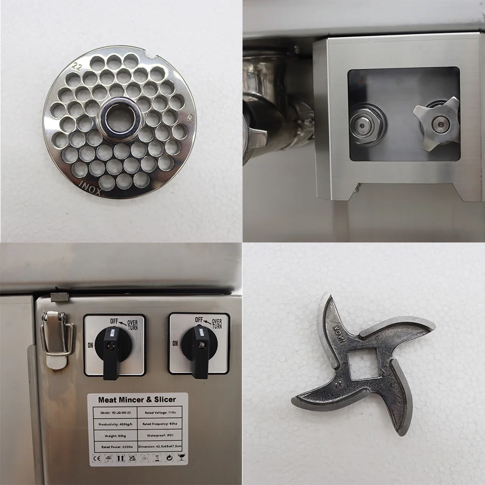 INTSUPERMAI Electric 2 in 1 Meat Mincer Meat Slicer with 3.5mm Cutter Blade and 8mm Grinding Plate