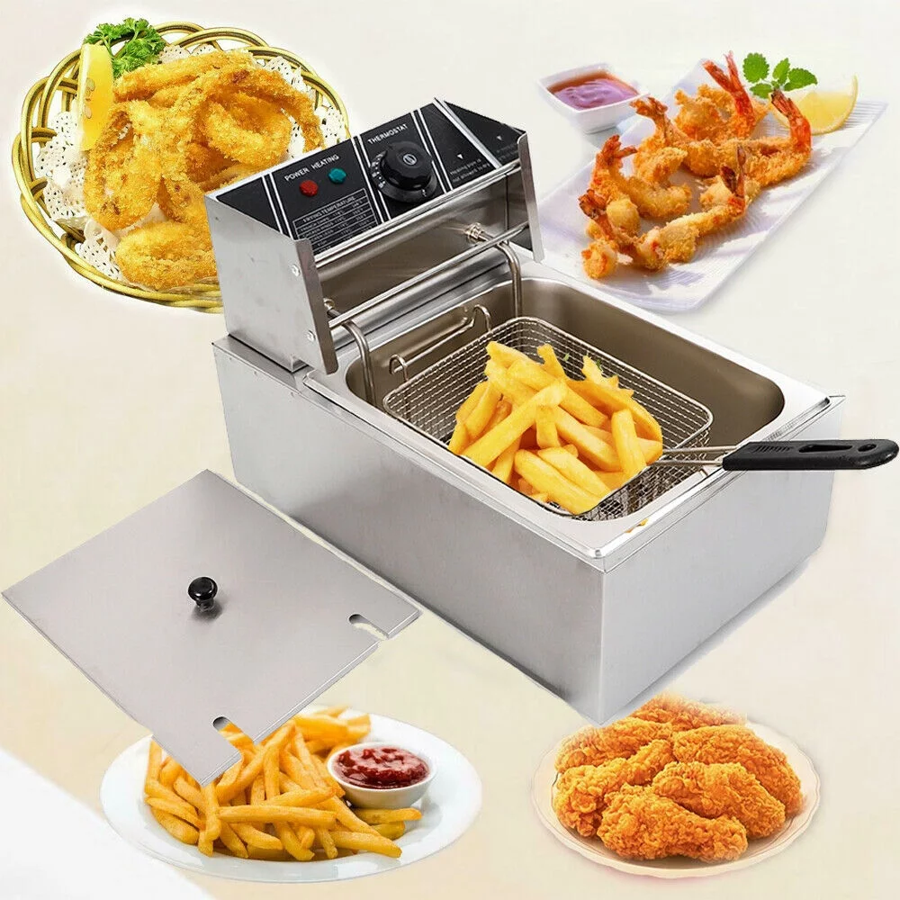 TFCFL 2500W 6L Electric Countertop Stainless Steel Deep Fryer Basket Restaurant Tool