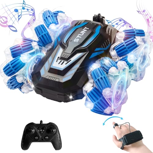 Gesture Sensing RC Stunt Car,4WD Drift Hand Controlled 360° Flips Trick Car with Lights & Music, Toys car is Cool Birthday Gift for Kids Ages 6-12