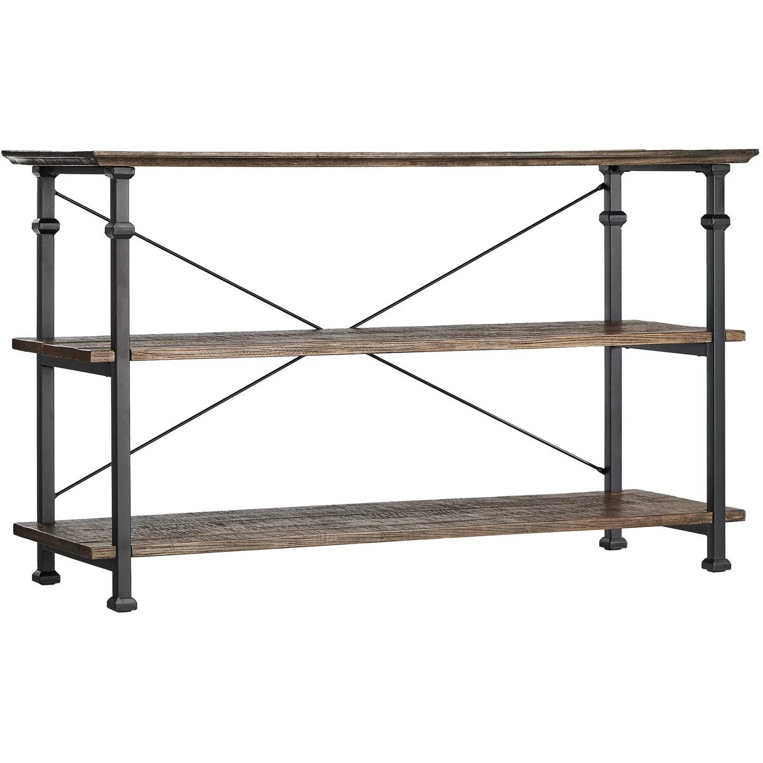 Weston Home Clayton Rustic Metal and Wood Console TV Stand, for TVs up to 48