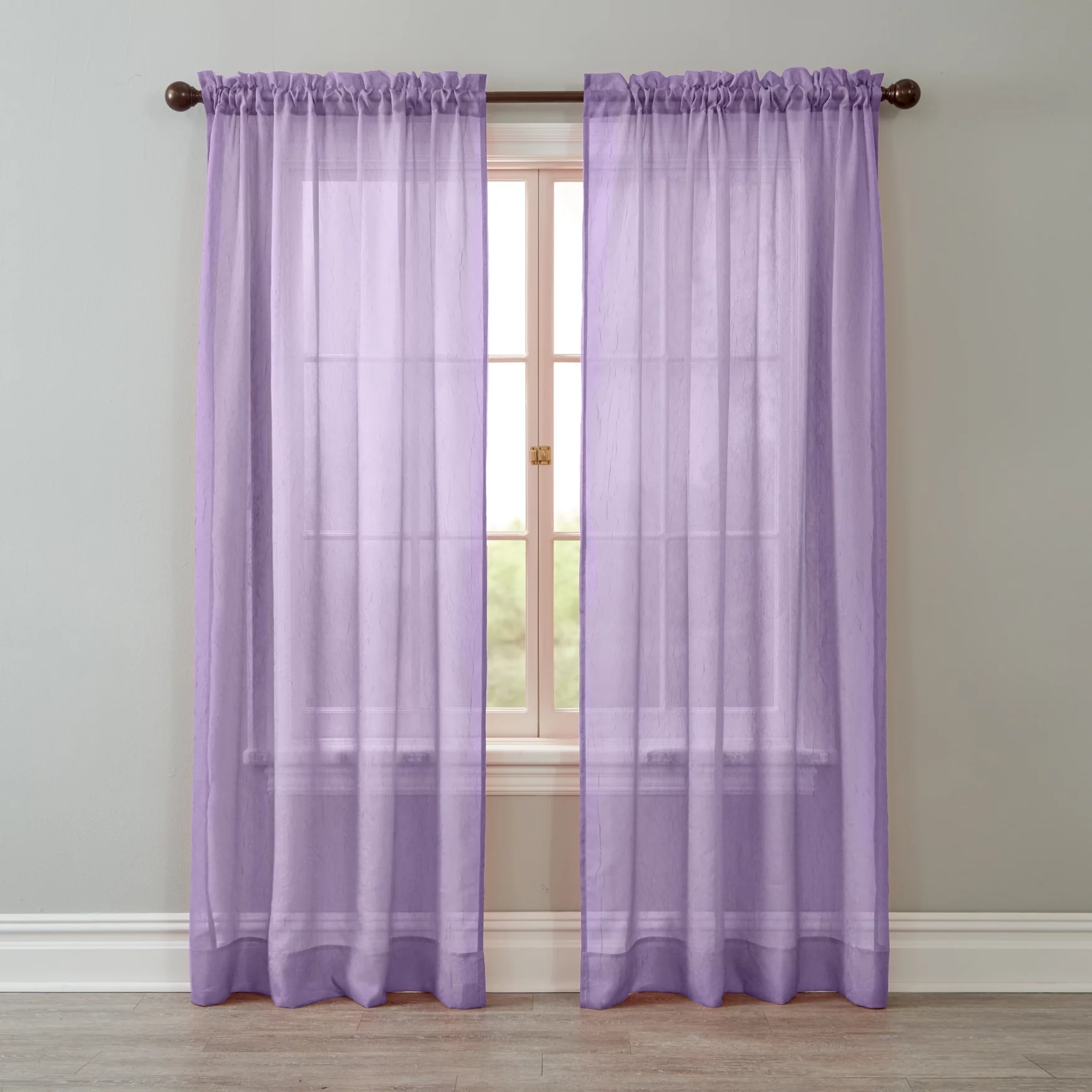 Brylanehome  Crushed Voile Rod-Pocket Panel - 51I W 84I L, Lilac Window Curtain