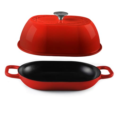 Enameled Cast Iron Dutch Oven for Professional Sourdough Bread Baking | 5.5 Quart Loaf Size Oval Cookware Pot with Lid | Triple-Layer Enamel Coating Pan with Non Stick Silicone Mat | Black