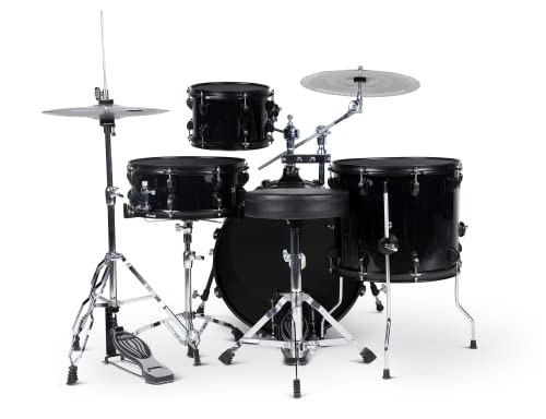 Natal K-DNB-F18-BKS DNA Series Stealth 4-Piece Drum Set Complete with Hardware, Low Volume Cymbals & Throne - Black