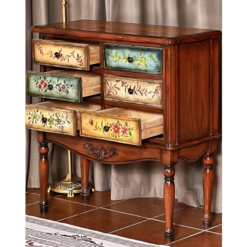 Bufetera Solid Wood Sideboard Rural Entrance Cabinet Living Room Entrance Storage Hand-painted Storage Cabinet