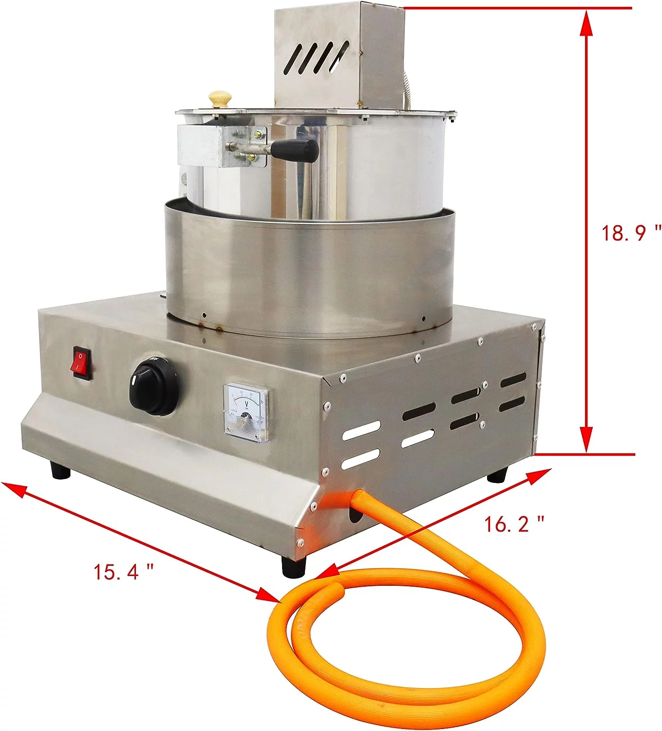 PreAsion Gas Heating Automatic Stirring Popcorn Maker Commercial Spherical Popcorn Machine Stainless Steel Anti-hot Hand 25W 17oz