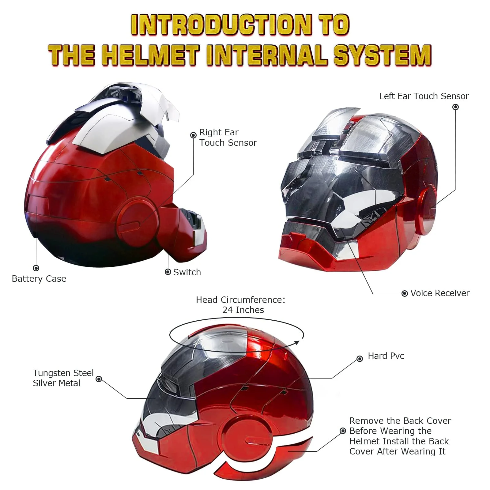 Iron Man Helmet Electronic MK5 Helmet Wearable Iron-man Mask with Sounds & LED Eyes 1:1 model, Silver