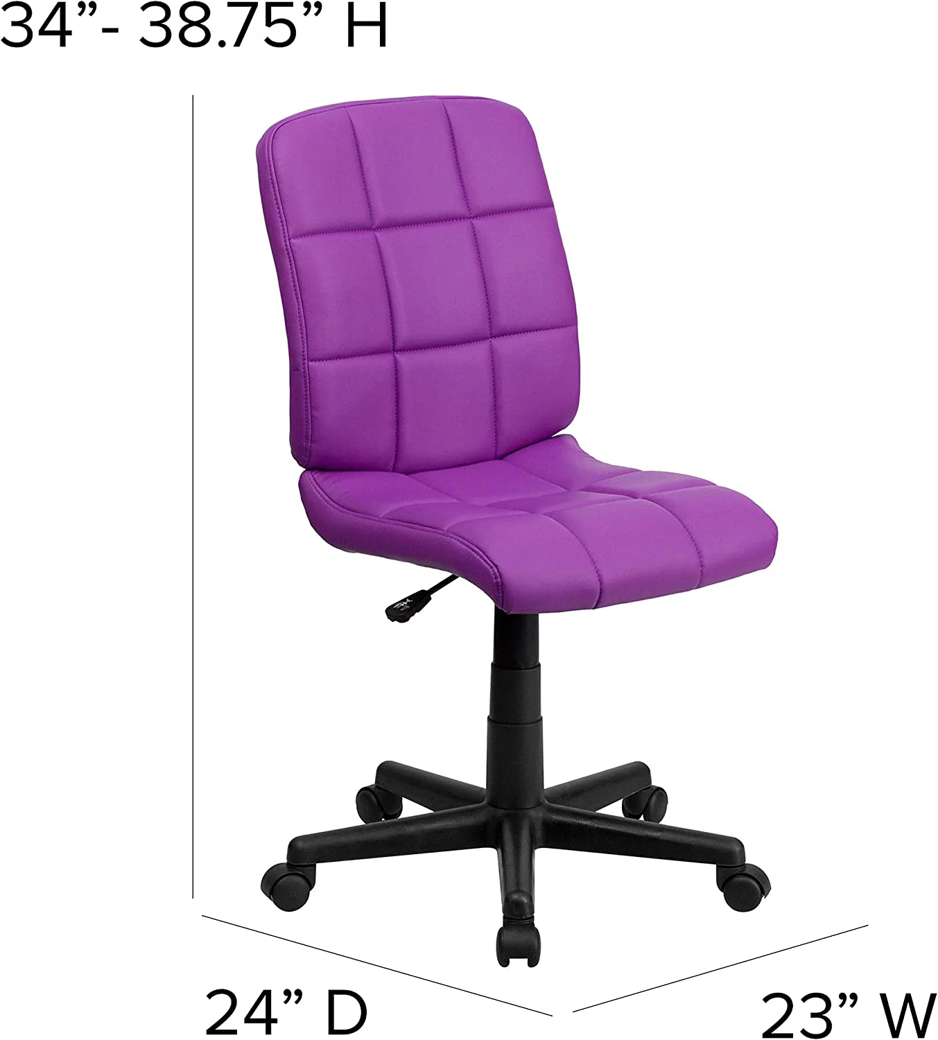Purple Quilted Vinyl Swivel Task Office Chair