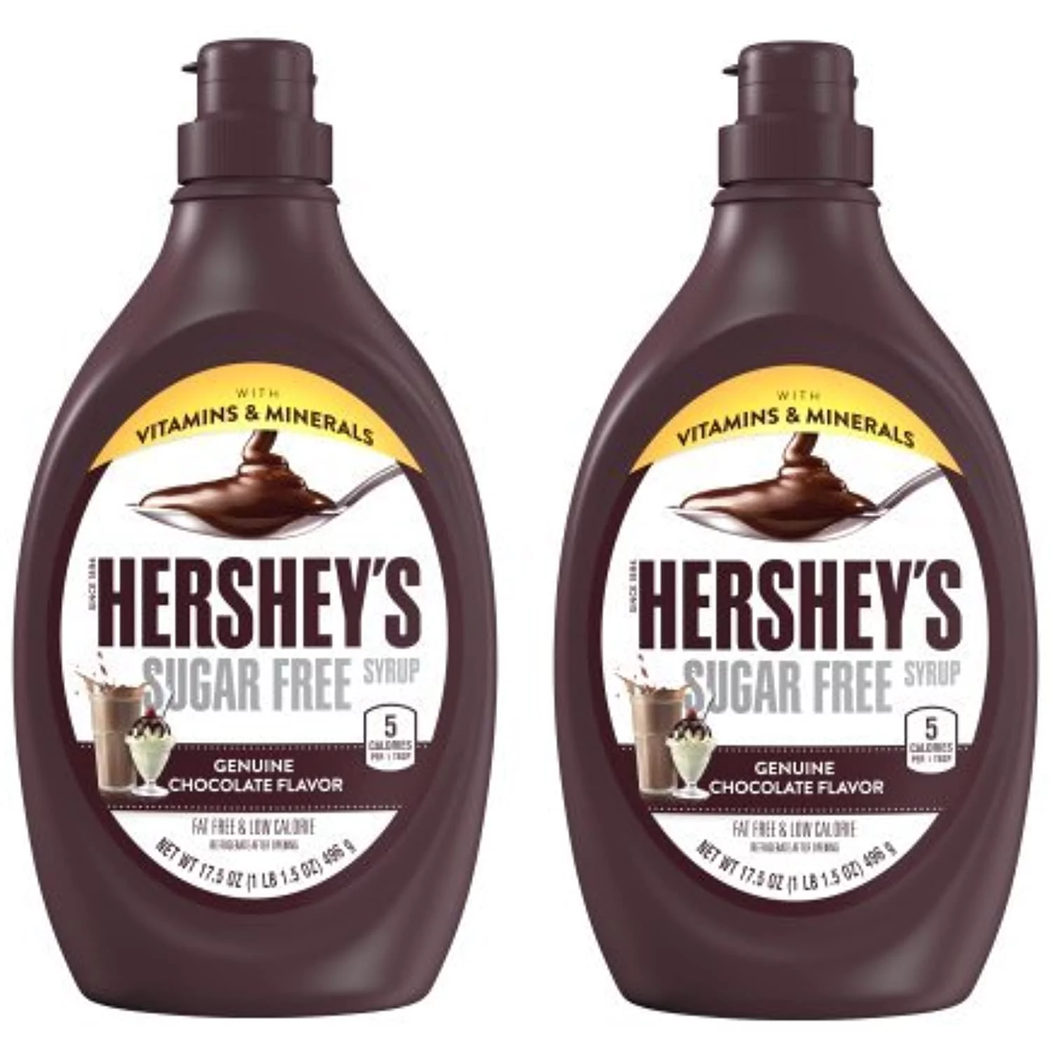 Hershey's, Sugar Free Milk Chocolate Syrup, 17.5 Oz (Pack of 2)
