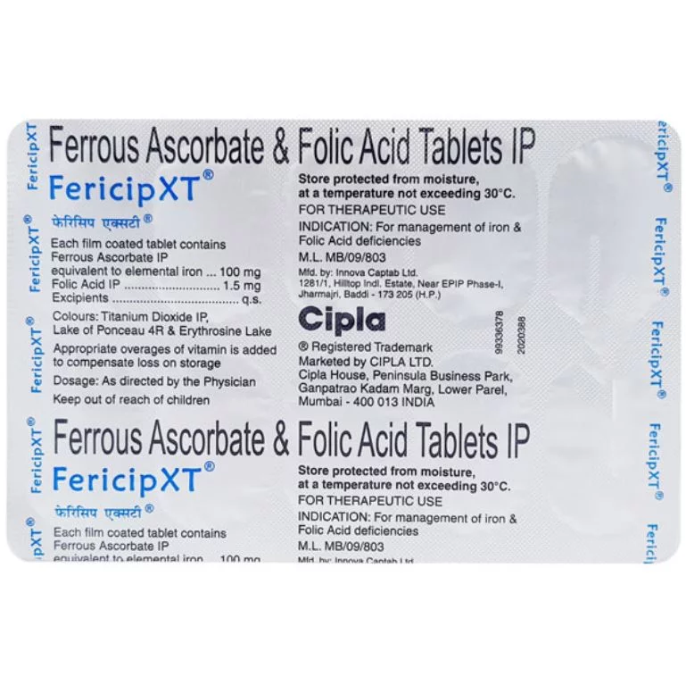 Pack of 3 Cipla Fericip XT Vitamin & Mineral Tablet| Vitamins & Nutrition| Fericip Xt From Cipla Vitamin & Mineral Tablet (total 30 Tablets)