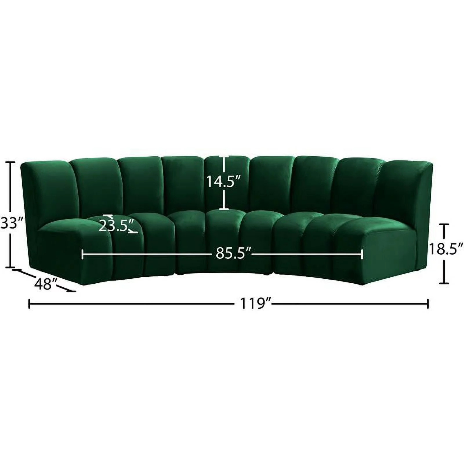Meridian Furniture Infinity Green Velvet 3pc. Modular Sectional