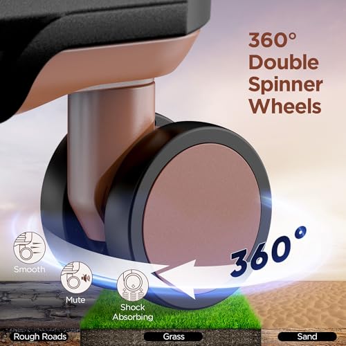 SHOWKOO Luggage Sets 3 Piece Hardside Expandable Suitcase with Double Spinner Wheels Tsa Lock, (Beige White, 5 piece set)