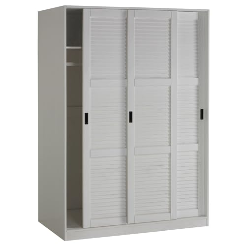Palace Imports 100% Solid Wood Wall Closet System of Wardrobe Armoires with Mirrored, Louvered or Raised Panel Sliding Doors