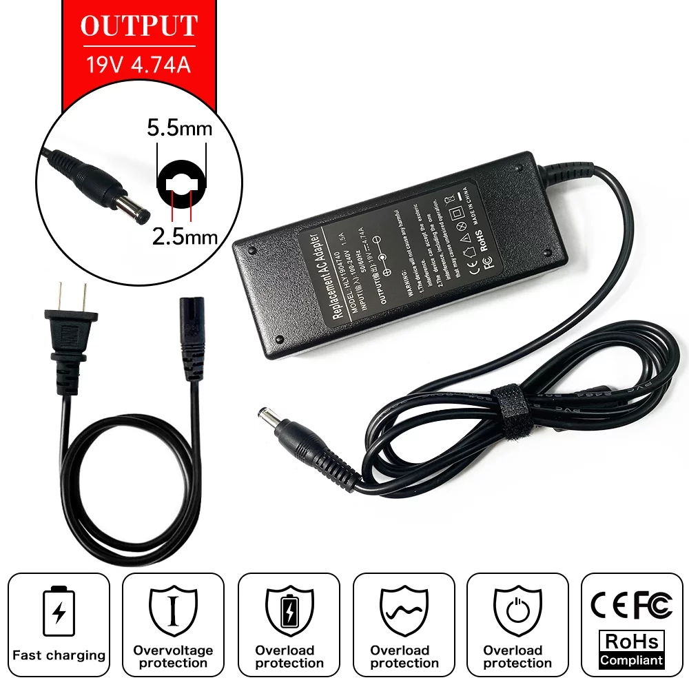 Laptop AC Adapter Charger for Asus A40N F83-E667V F83S F83SE-VX047 K53SV-SX047V K53SV-SX071-8 A73SD-TY117V A73SD-TY122V K750J K750JA K750JA-TY005H K72JT-TY045-6 K72JT-TY045V K53BR-SX027-8 K53BR-SX027V