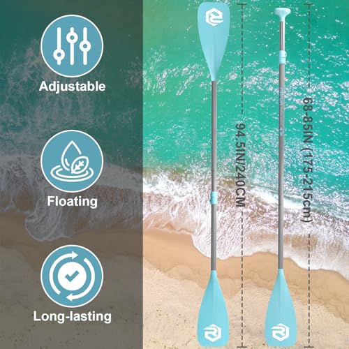 SUP Paddle - Paddle Board Paddle 4 Piece Stand Up Paddleboard Paddles Lightweight Floating Kayak Paddle - Light Blue - Lake Green - Light Green