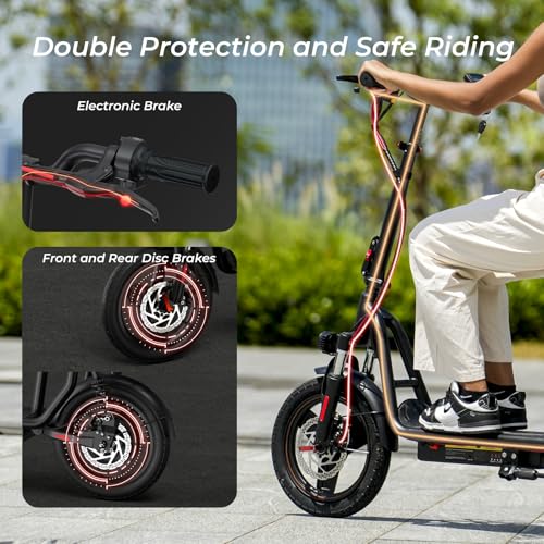 iScooter Electric Scooter with Seat, 37/21 Miles Long Range & 28/19/15.6 MPH Top Speed, 14