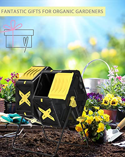 18.5 Gal Tumbling Compost Bin from BPA Free Material - Outdoor Single Rotating Chamber Composters，with Easy-Turn, Fast-Working System for Garden/Patio
