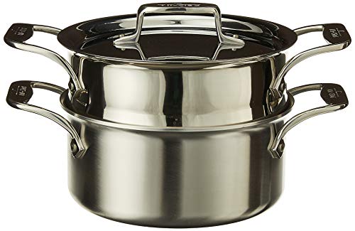 All-Clad BD55303 D5 Brushed 18/10 Stainless Steel 5-Ply Bonded Dishwasher Safe Casserole with Lid and Steamer Cookware, 3-Quart, Silver -