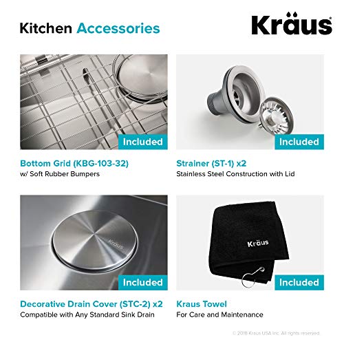 KRAUS Standart Pro 32 Inch 18-Gauge Stainless Steel Scullery Sink, 24 Gallon Freestanding Commercial Style Single Bowl Laundry & Utility Sink, KHS230-32