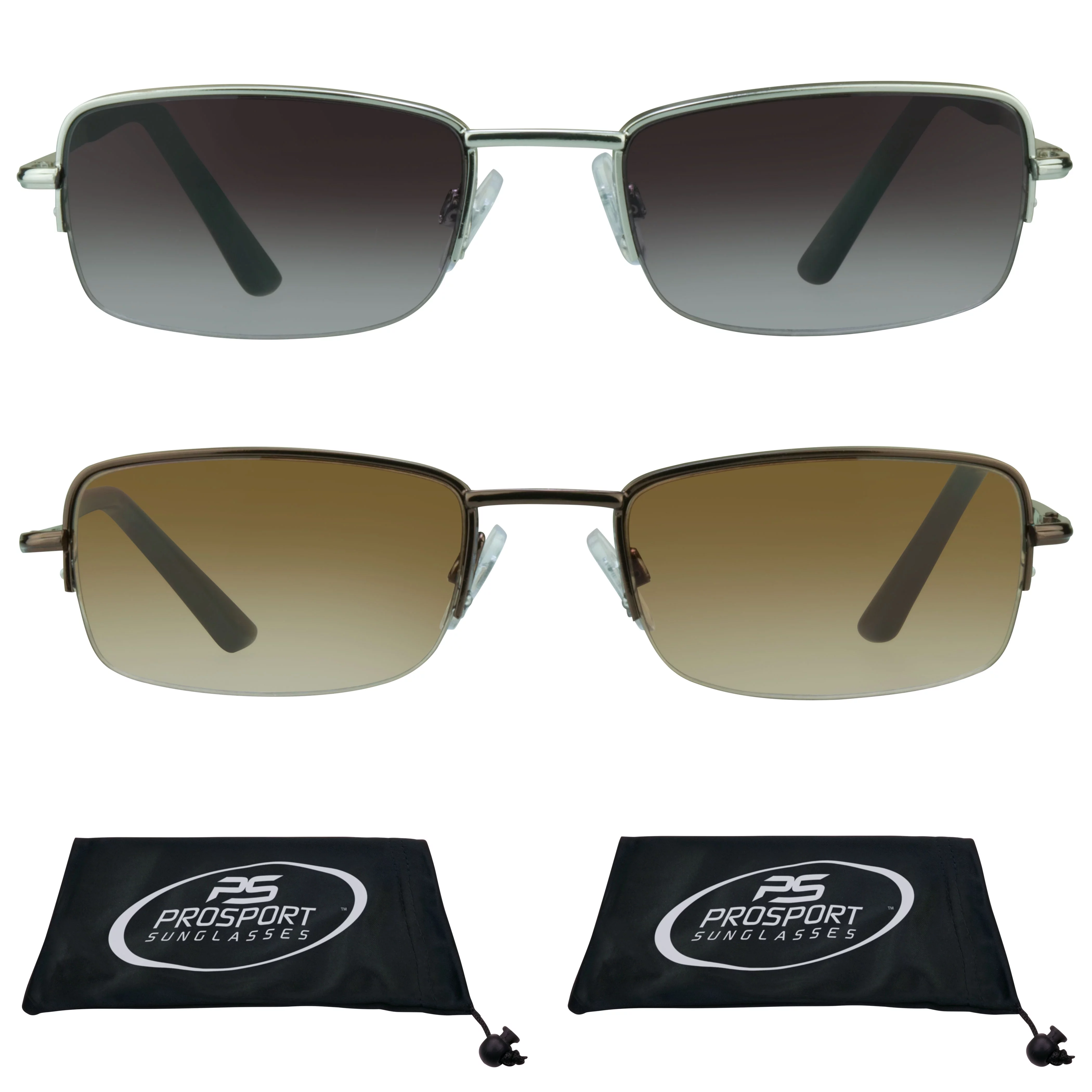 proSPORT Sun Reader Square Reading Sunglass Men Women Silver & Bronze NOT BIFOCAL