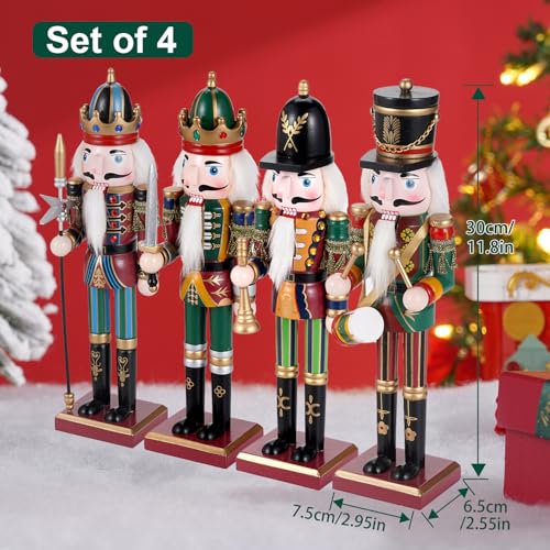 Christmas Decorations Nutcracker Ornament,12 inch Wooden Traditional Nutcracker,Painted Nutcracker Figures,Festive Christmas Nutcracker Party Tabletop Thanksgiving Decor(Swordsmen)