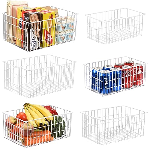 Orgneas Freezer Organizer Bins, Vertical Sides Wire Freezer Baskets for Upright Freezer, Chest Freezer Organizer Deep Freezer Storage Containers for Foods, Snacks, Vegetables, Fruits, Set of 6