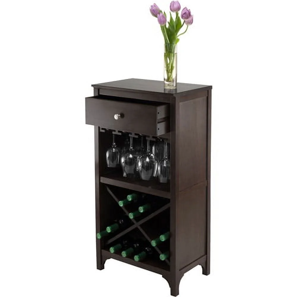 Winsome Wood Ancona Modular Wine Cabinet, X-Shelf, Dark Espresso
