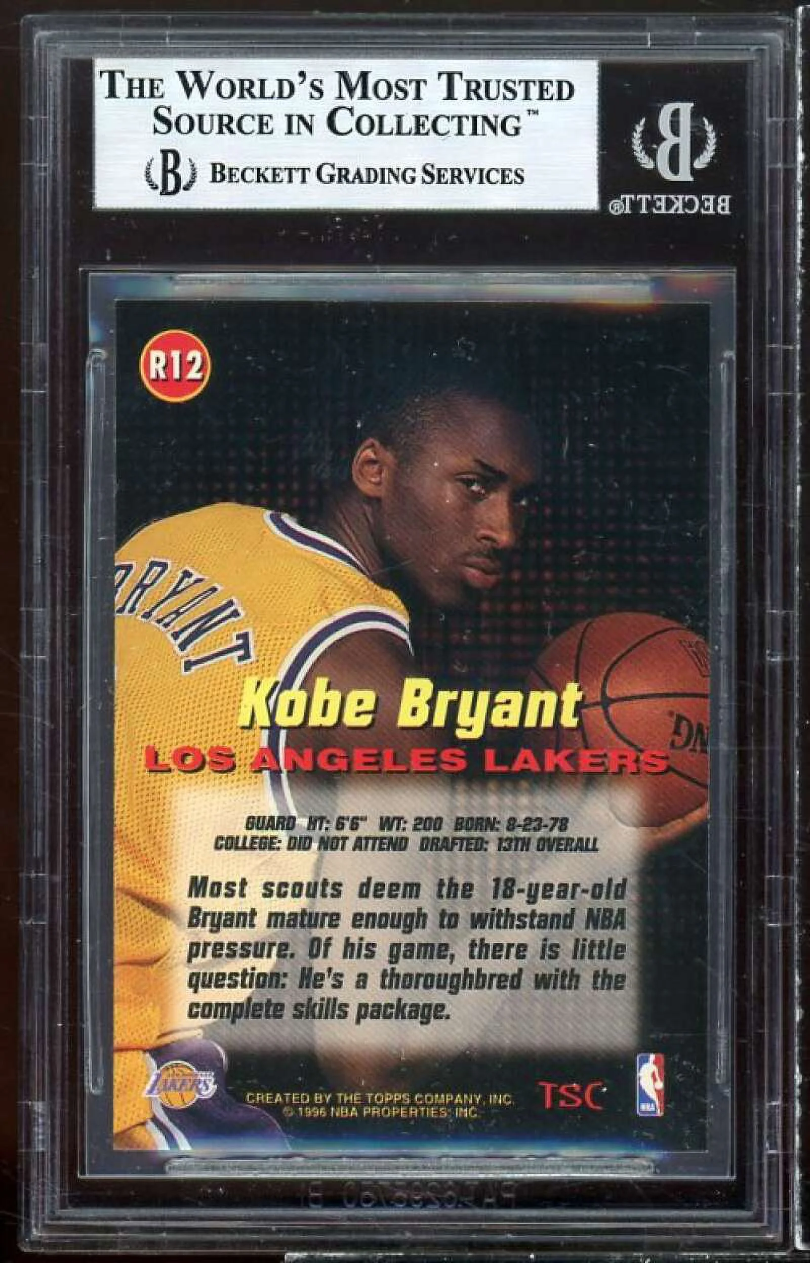 Kobe Bryant Rookie Card 1996-97 Stadium Club Rookies 1 #R12 BGS 9