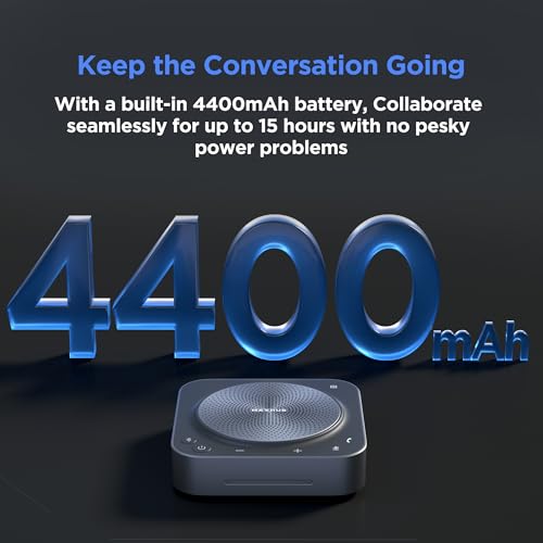 BM35 Wireless Bluetooth Microphone Conference Speakerphone, 360° Omnidirectional Sound Pickup 20ft Radius 8-Array Microphones, AI Noise Reduction NFC Wireless Quick Connection, 15H Talk Time