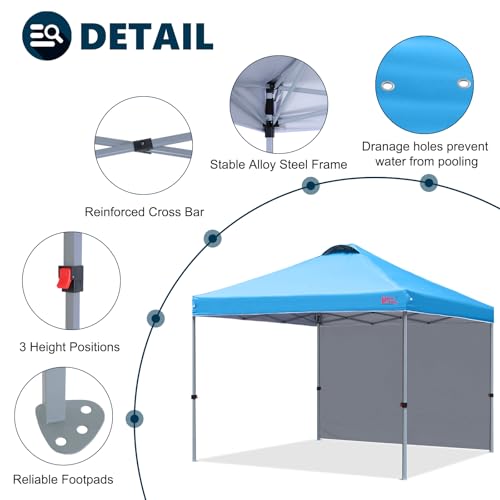 MASTERCANOPY Durable Pop-up Canopy Tent with 1 Sidewall (10'x10',White)